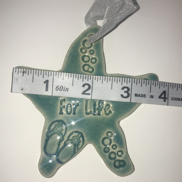 Starfish Sea Star Beach Buddies For Life Embossed Clay white Ribbon Ornament - Picture 6 of 6